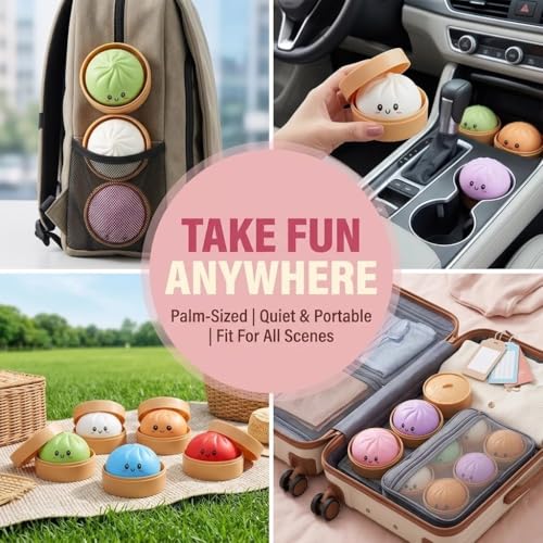 SLEEPHEAD®Glitter Dumpling Squishy Mystery Box, Surprise Dumpling Squishy with Steamer and Sparkle Filling, Soft Squeeze Anxiety Relief Fidget Toy for Desk Display and Casual Handling(Mystery-1PCS)