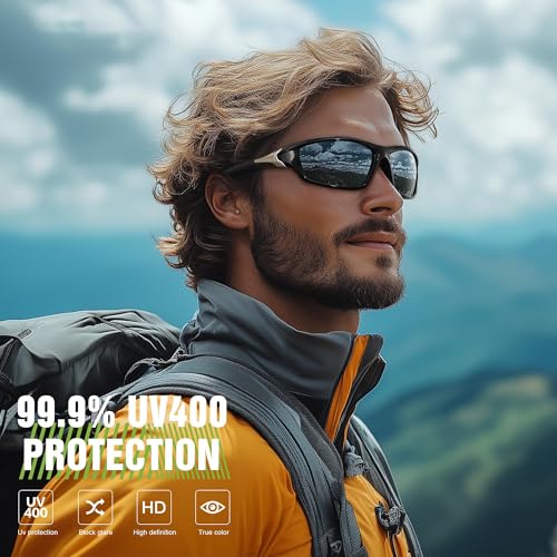 Uniiking® Polarized Sports Sunglasses for Men, Wrap Around UV400 Protection Cycling Glasses, Anti-Glare Men Running Sun Glasses for Riding, Baseball, Fishing, Outdoor (3 Pack)