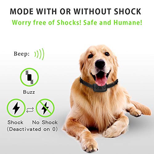 ZGO Dog Bark Collar - Bark Control Training Collar w/2 Modes Beep Vibration & w/or w/o Shock for Small Breed Medium and Large Dogs ZGO-165 Rechargeable Anti Bark Collar Smart Detection Module