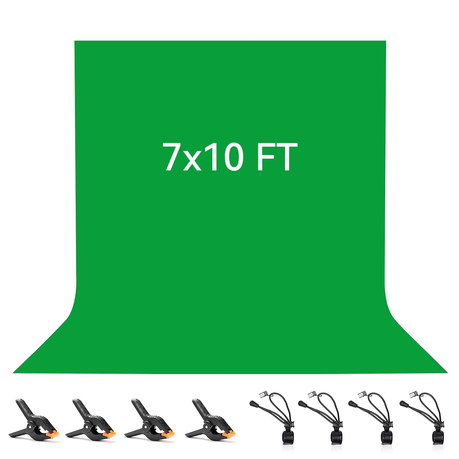 Green Screen Backdrop 2 x 3 M / 7 x 10 FT, Vevelux 100% Polyester Photography Background Foldable with 4 Spring Clamps & 4 Anti-Wrinkle Clips for Studio Photo Video Shooting — image 1