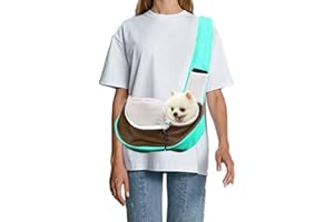FEimaX Pet Dog Sling Carrier Puppy Pet Slings Bag for Small Dogs Cats Satchel Carriers Breathable Mesh Hand Free with Adjustable Strap Doggie Crossbody for Outdoor Travel (Small, Green)