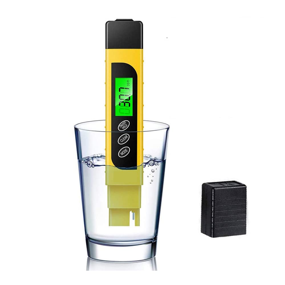 Lxuemlu TDS Meter Digital Water Tester, Professional 3-in-1 TDS, Temperature and EC Meter with Carrying Case, 0-9999ppm, Ideal ppm Meter for Drinking Water, Aquariums and More （Yellow)