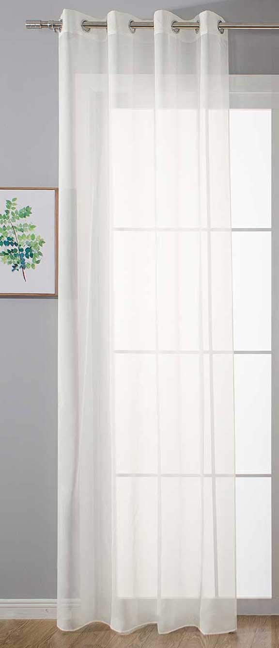 Gardinenbox 20332-cn Eyelet Curtain Transparent Uni Curtain H x W 145 x 140 cm Cream Curtains Eyelets Lead Band End Living Room