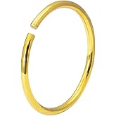 Forbidden Body Jewelry Thin Nose Ring Hoop, Tiny Nose Ring Hoop, Surgical Stainless Steel Nose Ring, 20g 8mm Surgical Steel Titanium IP Plated Rose Gold Nose Ring Hoop