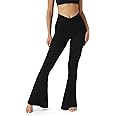 TOPYOGAS Women's High Waisted Super Flare Leggings Crossover Wide Leg Yoga Pants with Tummy Control Bootcut Yoga Leggings