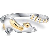 Lypic Animal Ring 925 Sterling Silver Dragon/Cat/Snake/Mouse/Paw Print/Chameleon/Manta Ray Adjustable Ring Cute Animal Jewelry for Women