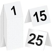 Restaurant Table Numbers 1-25 White, Tent Table Numbers (3 in x 3.5 in)