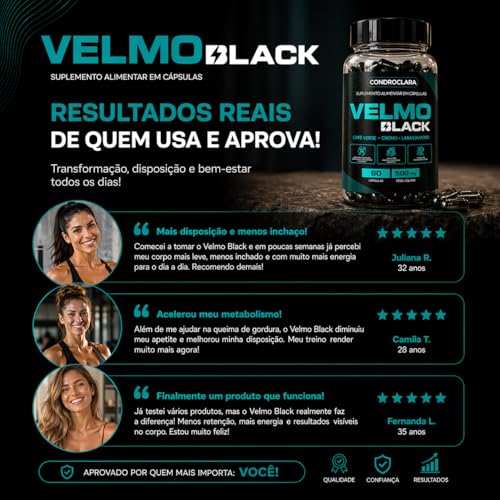 Velmo Black Kit de Suplemento em Pó Drink150g + Pote de 60 Capsulas