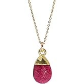Genuine Ruby Faceted Pear Pendant Necklace-July Birthstone Birthday Gift idea- Graduation