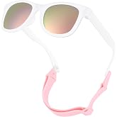 GLARDEFE Polarized Baby Sunglasses with Strap for Infant 0-24 Months | Adjustable Strap for Newborn Toddler Girls, TPEE BPA-free Frame, UV400 Protection, Baby Beach Essentials