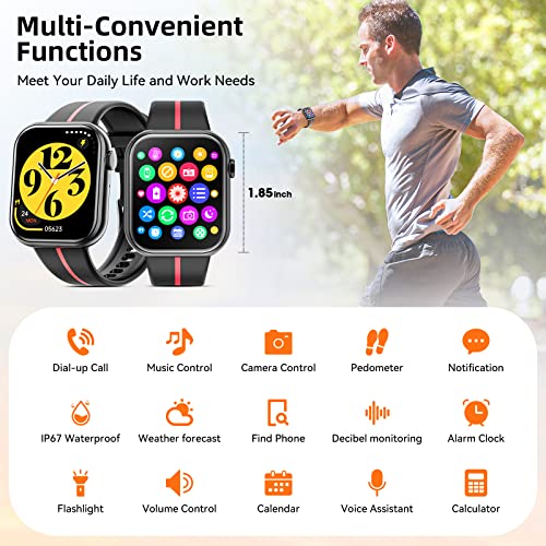 Smart Watches for Men Women Answer/Make Call,Fitness Watch with Heart Rate Blood Oxygen Sleep Monitor,Calorie Pedometer Activity Trackers,Smartwatches for Android iOS(Black)