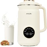 IntreLife 34 oz Nut Milk Maker Machine, 8 in 1 Soy Milk Maker with Nut Milk Bag, Plant Based Milk Maker for Almond, Oat, with Delay Start/Keep Warm/Self Cleaning, Cream