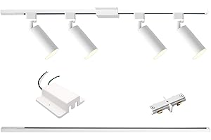 LRAEMXG 4-Light LED Track Lighting Kit with 3.3FT H Type Track Lighting Rails and Floating Canopy Connector, Modern Kitchen GU10 Track Lighting Fixtures Ceiling Spot Light, White (No Bulbs)
