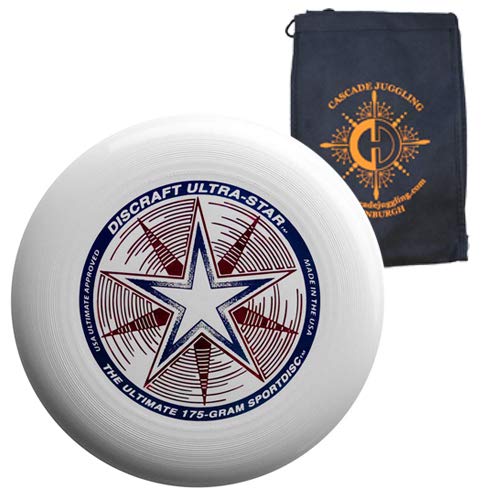 Discraft Ultrastar 175g Flying Disc - Ultimate Frisbee Competition Spec - Includes Cascade Juggling Bag (White)