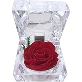DoraMagic Preserved Rose Real Forever Rose in Mini Clear Ring Box, Eternal Flower Rose Gifts for Women Mom Girlfriend Grandma, Mothers Day, Anniversary, Valentines, Christmas, Birthday (red)