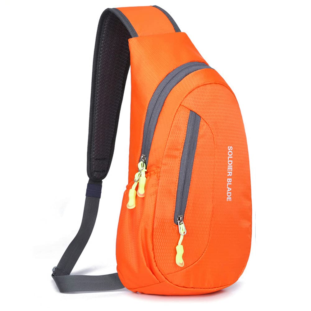 Outdoor Sling Crossbody Shoulder Chest Bag Pack Running Hiking Cycling Travel Backpack for Men Woman Teens, Orange
