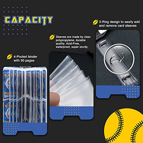 Trading Card Binder With 400 Double-Sided Pockets (Holds 800 Cards) - 4-Pocket Pages For MTG, Pokémon, Sports Cards