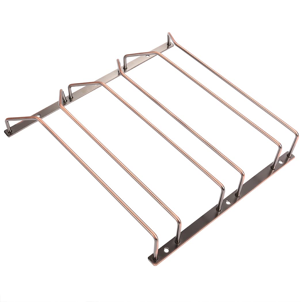 Dianoo 30.5cm Bronze Wine Glass Rack Under Cabinet, Wine Glass Holder Gold Under Shelf, Stemware Rack, Wine Glasses Storage Hanger, 3 Rows