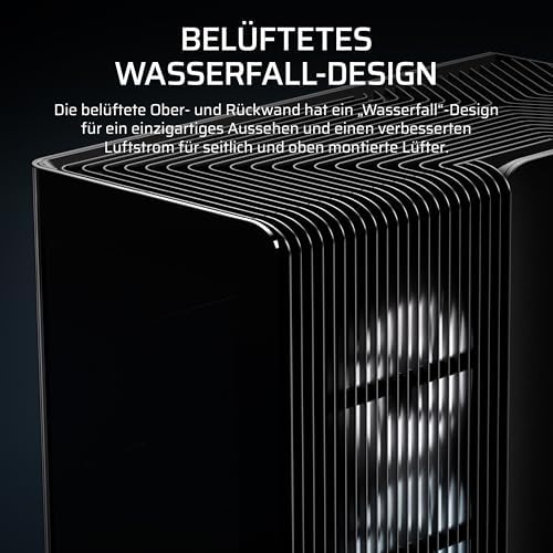 Frame 4500X LX-R RGB LINK Panoramaglas Mid-Tower-PC-Gehäuse – InfiniRail Lüftermontagesystem, Passend für Zwei 360 mm Radiatoren, GPU Anti-Sag, Enthält 3X LX120R RGB LINK Lüfter – Schwarz