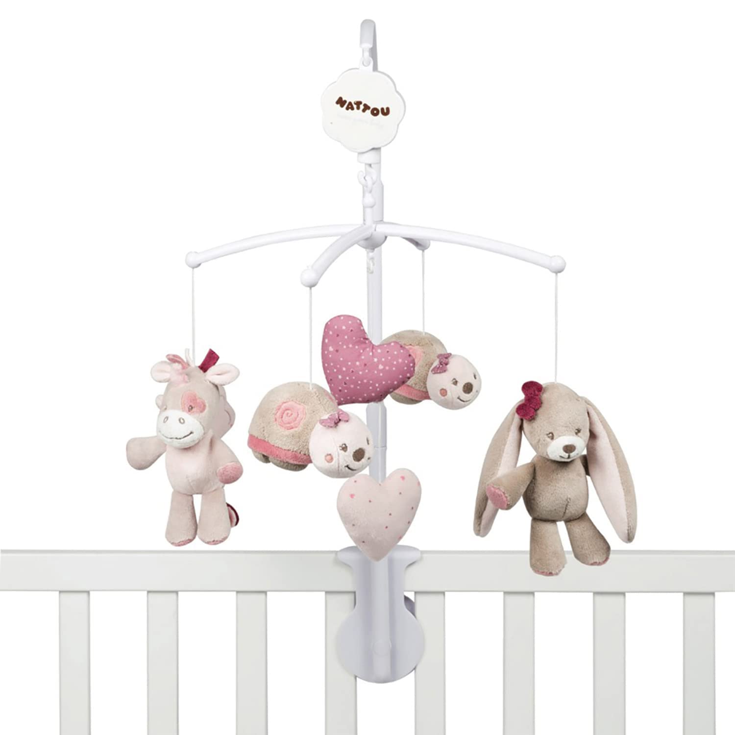 Nattou Musical Mobile, Nina, Jade and Lili, "La-Le-Lu" Melody, 37 x 31 x 9 cm, Beige-Pink-White, 987240