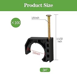 100 Pack 3/4" Half Clamps J-Hook with Nails Set, J
