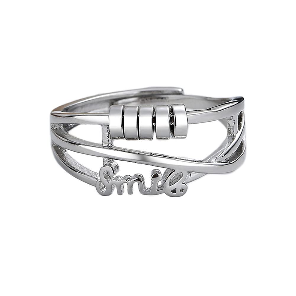 VNEWSCHI Anxiety Ring for Women Men Anxiety Rings for Adult,Fidget Rings Anxiety Relief Ring Adjustable Fidget Rings for Anxiety Stress Reliever Wedding Promise Spinner Ring Adjustable Thumb Rings