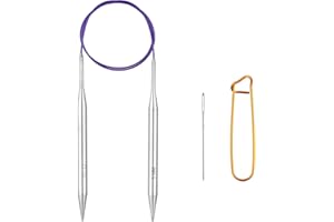 SEODON Circular Knitting Needles 40inch (100cm) Stainless Steel Knitting Needles Size US 13 (9mm) with 1 Sturdy Stitch Holder