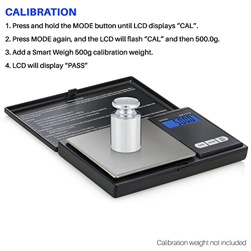 Smart Weigh Digital Pocket Gram Scale, 600g x 0.1g Digital Gram Scale