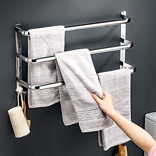 Yeegout Porte-Serviettes en Acier Inoxydable à 3 Niveaux sans perçage pour Porte-Serviettes pour Salle de Bain Cuisine et Toilettes Argent