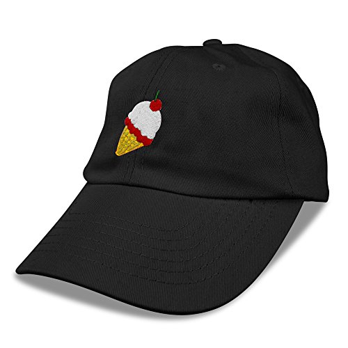 DALIX Ice Cream Dad Hat Cotton Twill Baseball Cap Embroidered Hats Black