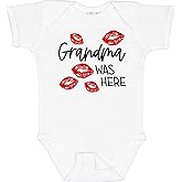 inktastic Grandma Was Here Red Kisses Baby Bodysuit