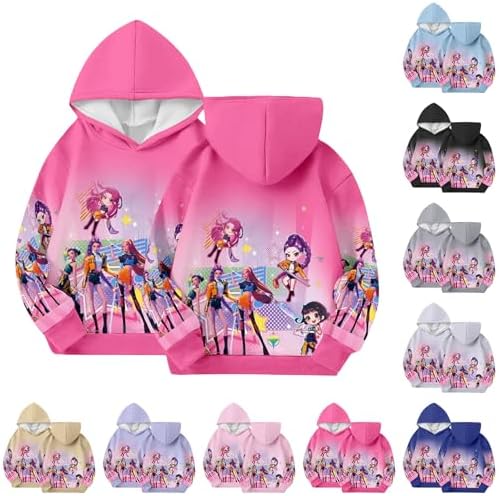 K-pops Hoodies for Kids Girls Boys,Christmas Jumper 2025, for Boys Girls Hoodie Vintage Y2k Pullover Hip Hop Streetwear Long Sleeve Hooded Sweatshirt Hot Pink 110