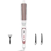 USHOW Heated Round Brush 1 Inch Curling Iron,Volumizing Thermal Brush Ceramic Tourmaline Heated Hot Ionic, Curling Wand Hair Styler Tool (White, 1 inch)