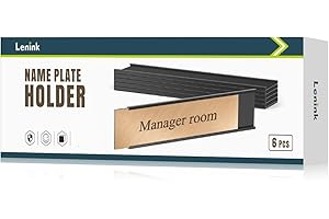Lenink 6 Pack Name Plate Holder, Office Door Name Plate Holder Adhesive Wall Mount for Meeting Room, Business Department, Warning Area 8” X 2” (Black)