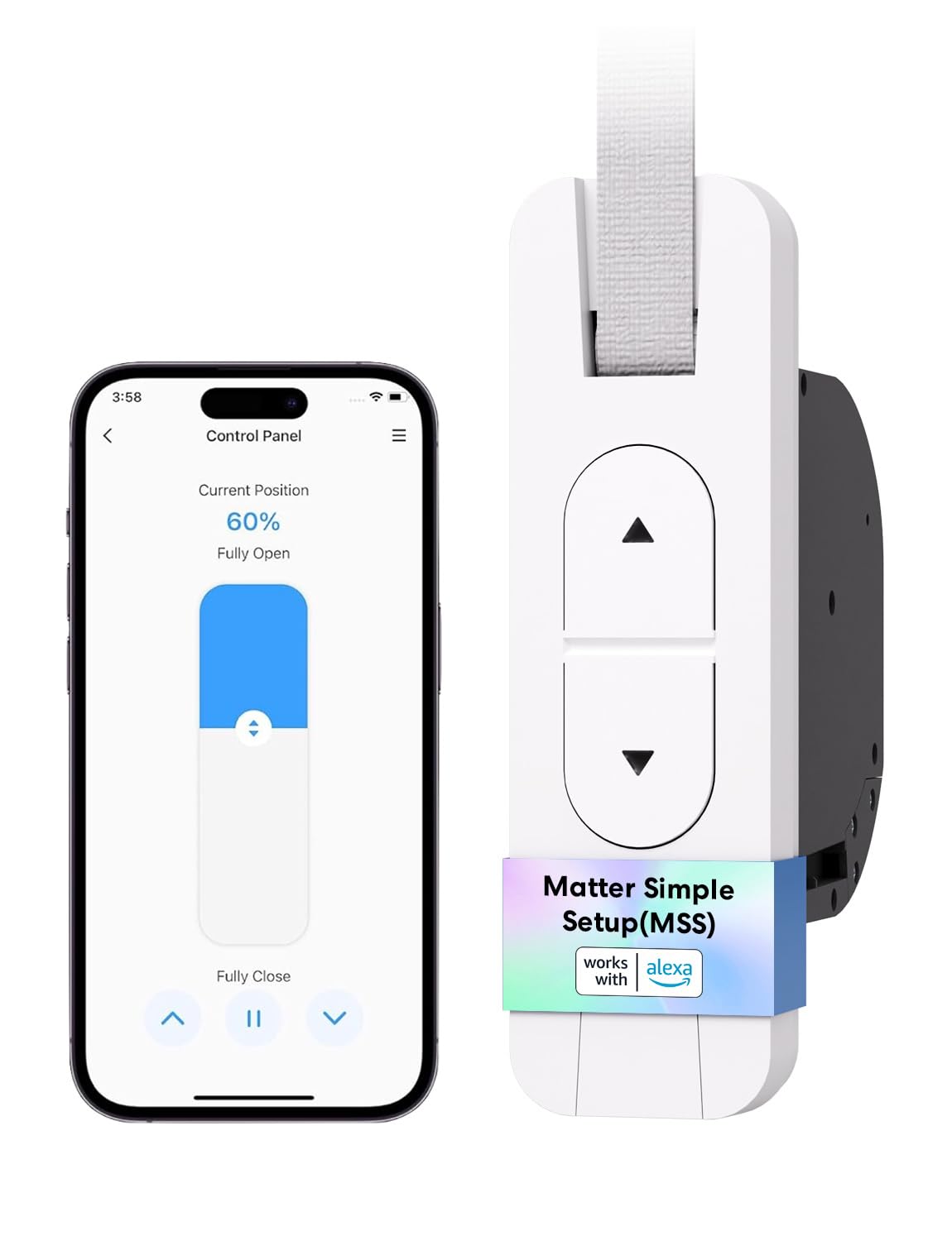 Meross Matter Rolladen Gurtwickler Elektrisch Unterputz (max. 45 kg, 6 m²), Smart Home Rolladenantrieb mit Zeitautomatik und Sprachsteuerung, kompatibel mit Apple HomeKit, Alexa, Google Home