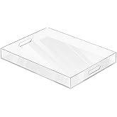 MAONAME Acrylic Serving Tray with Handles, 16"X12" Rectangular Clear Tray, Ottoman Decorative Trays, Coffee Table Trays for Countertop, Living Room, Office