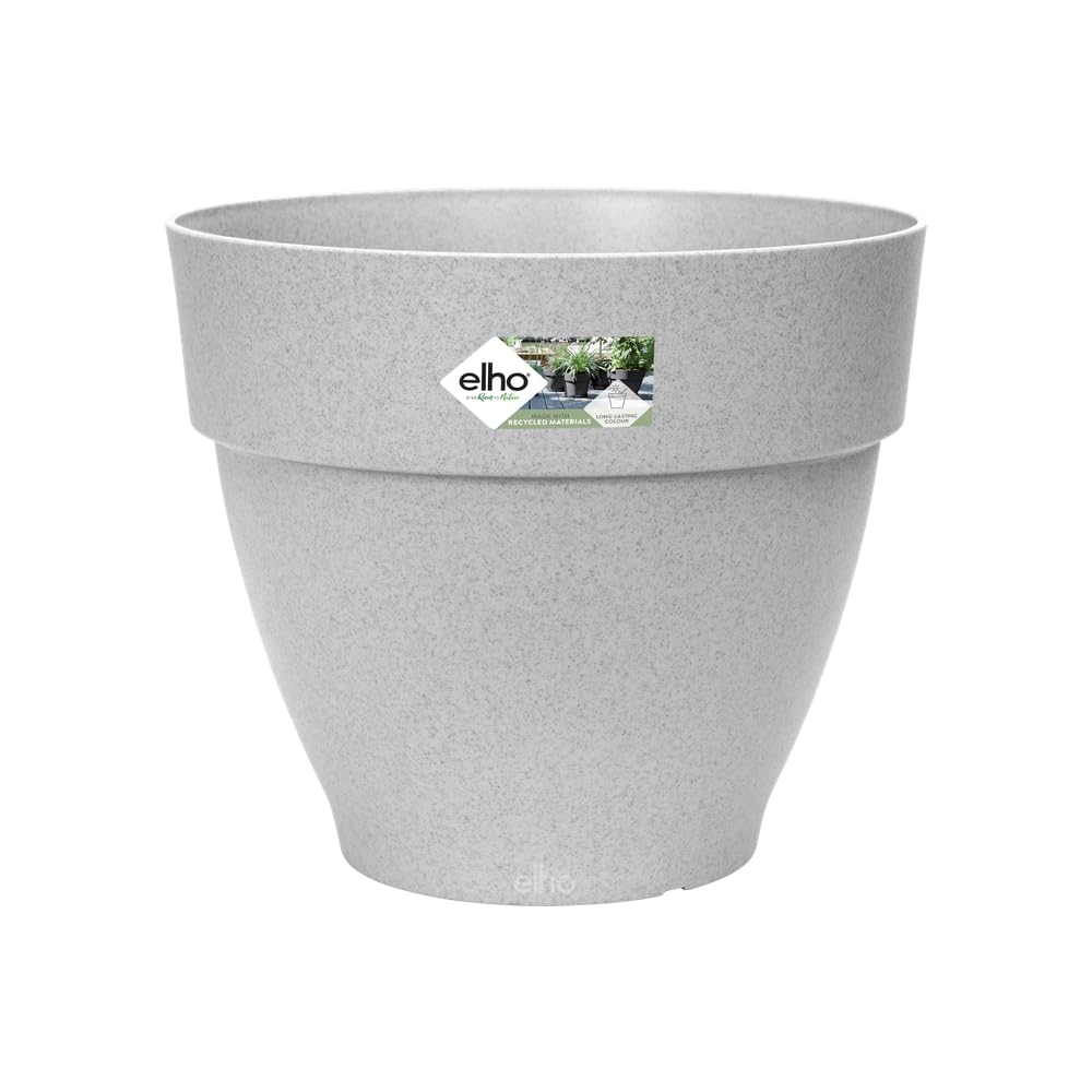elho Vibia Campana Round 20 - Plant Pot for Outdoor - 100% Recycled Plastic - Ø 19.5 x H 16.8 cm - Grey/Living Concrete