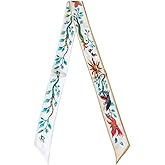 JERLA 100% Mulberry silk Scarf bag scarf Head Hair Ribbon Handbag Handle wrap Tie Bundle Neckerchief Scarf for women