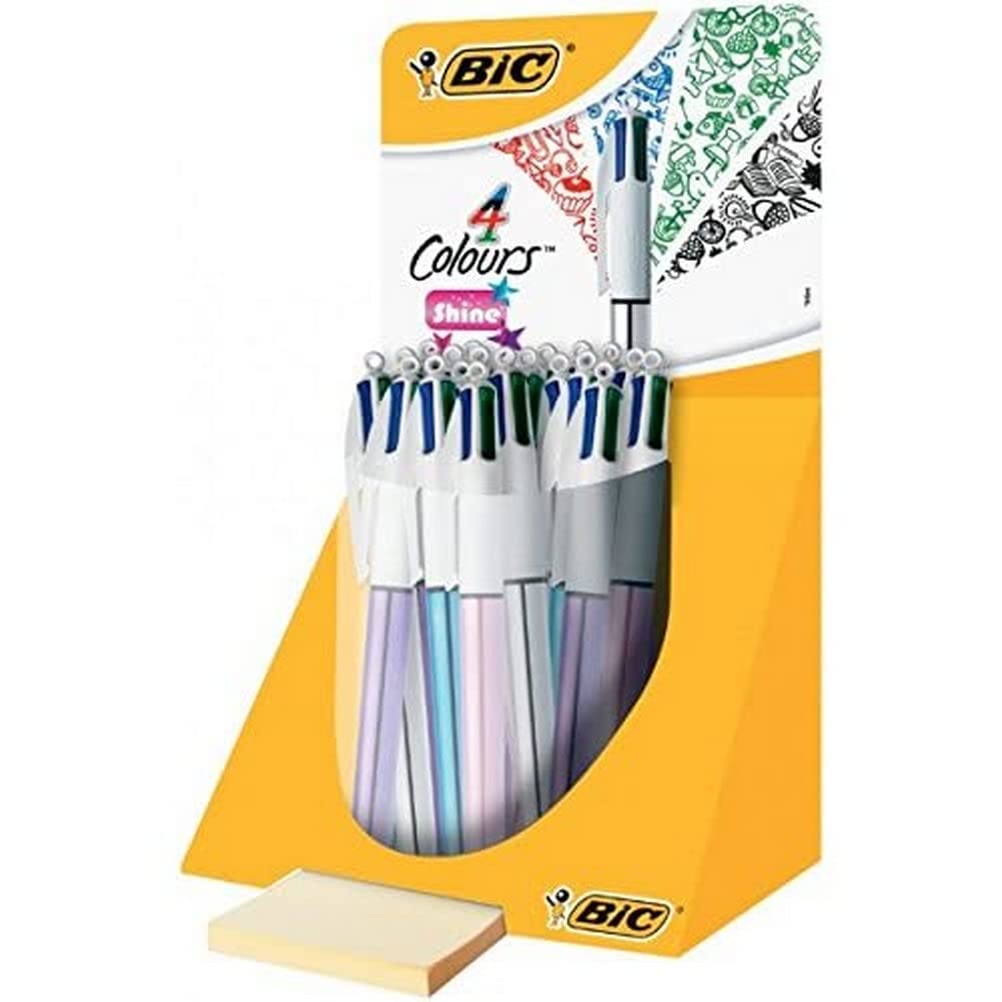 Bic Case of 10 x 4 COLOURS SHINE Counter Display Tub of 20 loose assorted shine barrel Pens