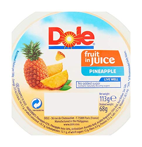 DOLE FRUIT IN JUICE PINEAPPLE, 113 G