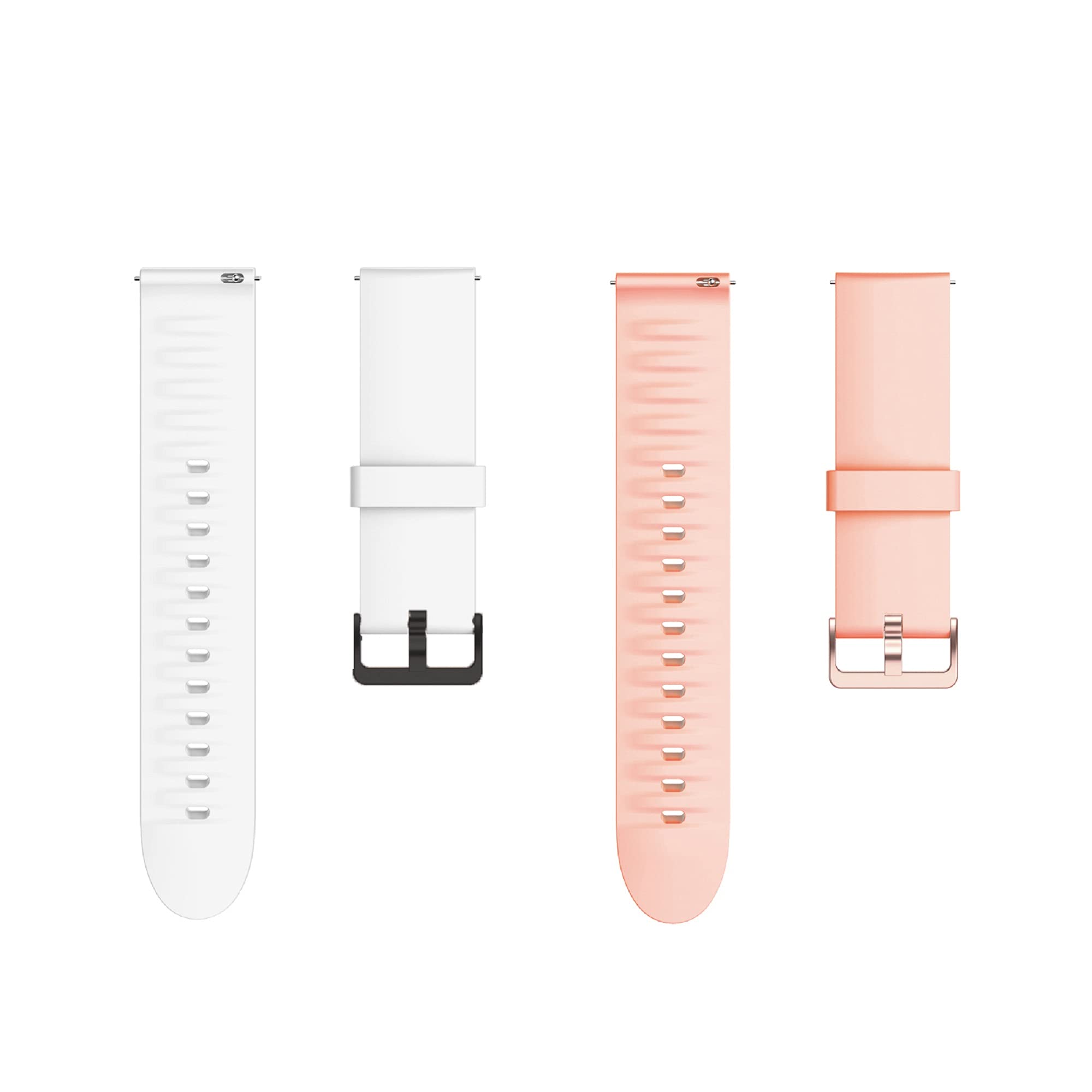 Giaogor ID206 Band, Silicone Replacement Soft Band Wristbands Straps with Stainless Steel Buckle for Compatible for LETSCOM ID206 1.69" Smartwatch/AGPTEK IP68 LW11 Smartwatch (2 pack-White+Pink)