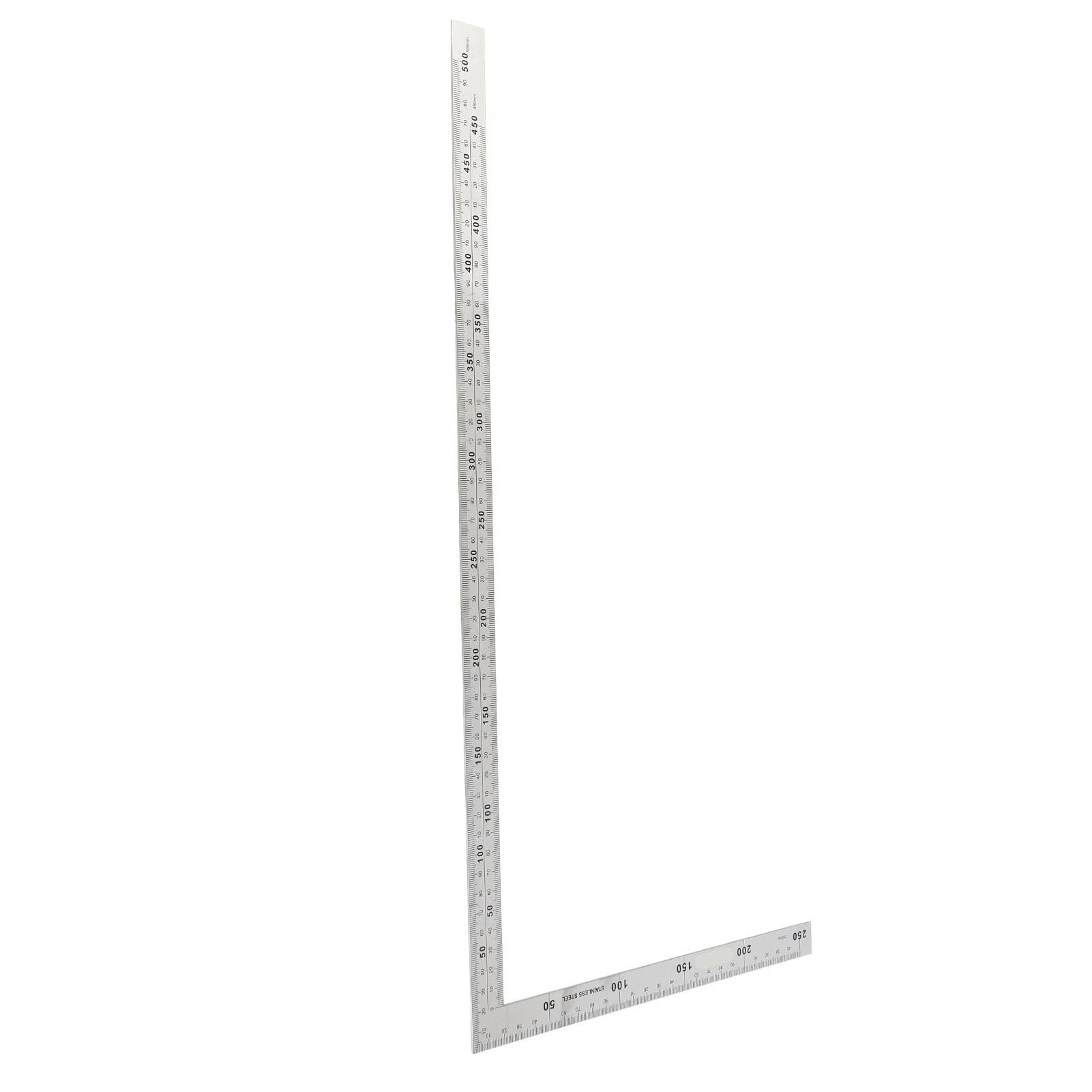 Stainless Steel Right Angle Ruler, 300mm * 150mm 500mm * 250mm, Metal Square Angle Ruler with Two Different Scale Sizes for Measurement and Education (500mm*250mm)