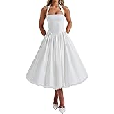 Women Halter Midi Dress Corset Back Layered Tulle Skirt A Line Formal Dresses Wedding Guest Bridal Shower