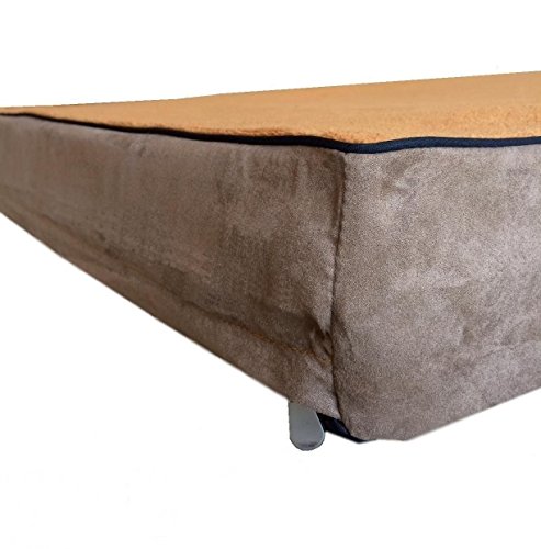 Replacement Sudan Brown Color Coral Fleece MicroFiber Plush Brown Suede Slip Resistant External Zippered Gusset Style Luxurious Comfortable Soft External Dog Pet Bed Cover (41'x27'x4')