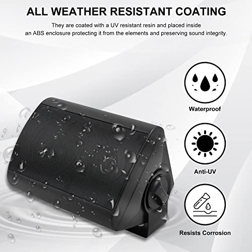 Herdio 4 Inch Outdoor Bluetooth Speakers Waterproof Wired 200 Watt