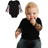 PAUBOLI Fake Tattoo Sleeve Shirt Bodysuit for Baby Boy Girls 3-24 Months