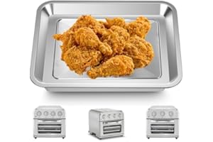 GCQ Air Fryer Tray Replacement for Cuisinart TOA-28 TOA-26 AFR-25 Toaster Air Fryer Convection Oven, Steel Pan Toaster Oven T