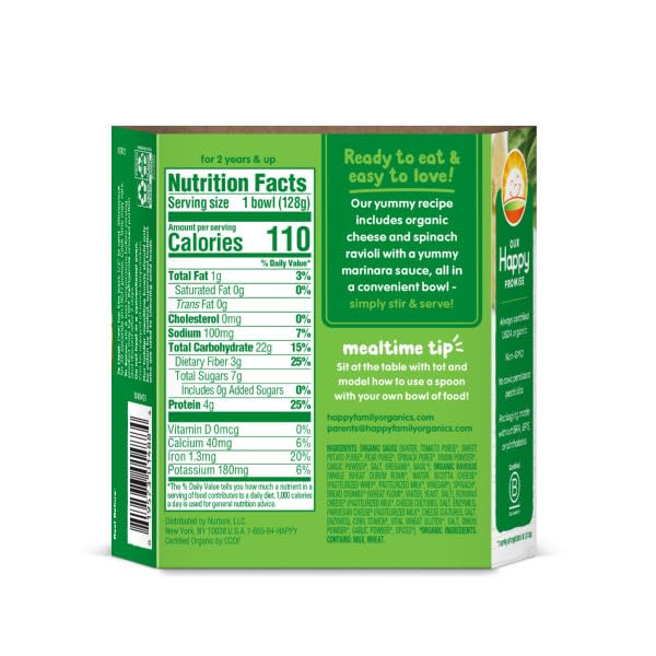 HAPPY TOT ORGANIC RAVIOLI LOVE MY VEGGIES BOWL, 4.5 OZ