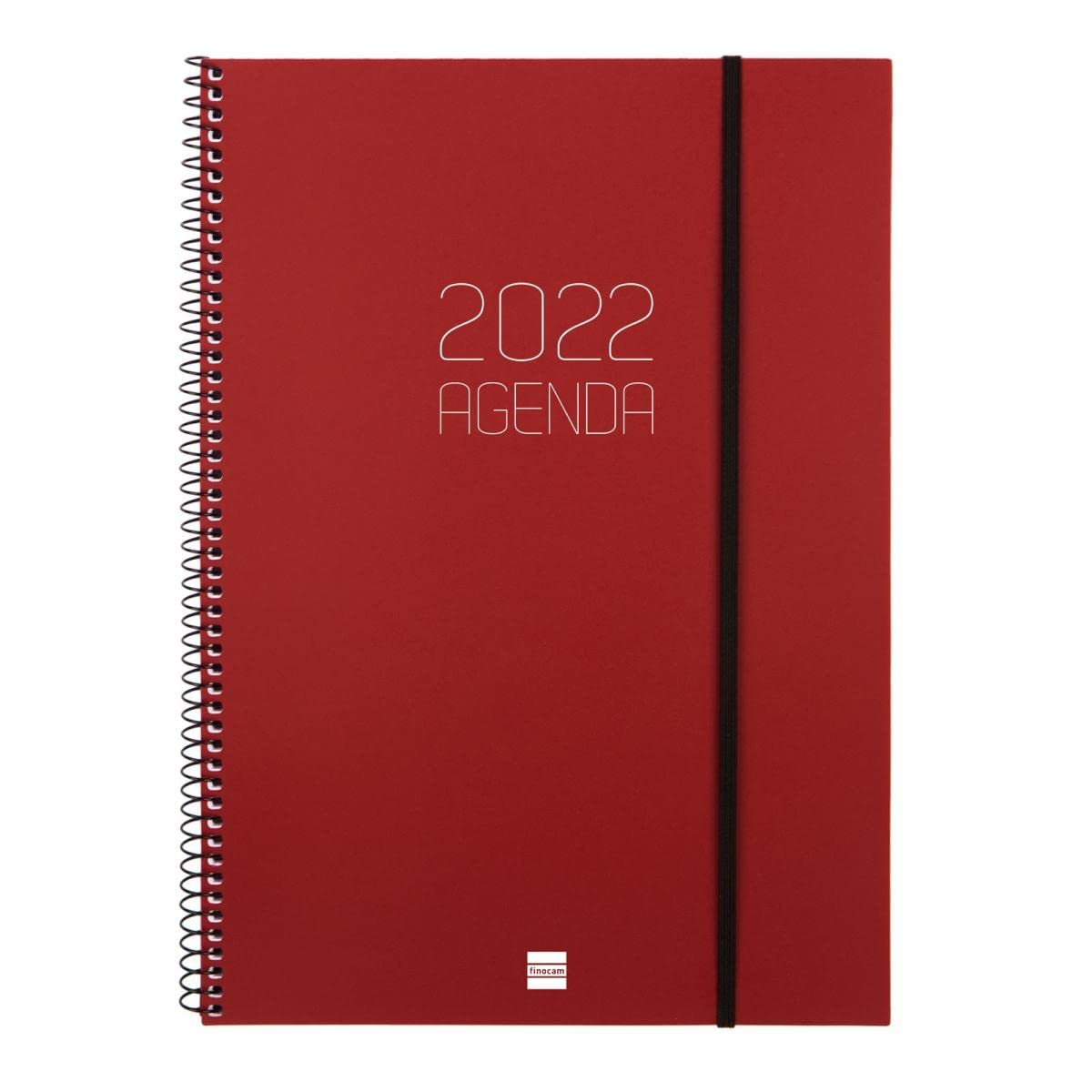 Finocam Spiral Opaque - Agenda January 2022 - December 2022 (12 Months), DIN A4 - E40-210 x 297 mm, Bordeaux