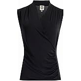 Anne Klein Women's Sleeveless Ruched Wrap-Style Top
